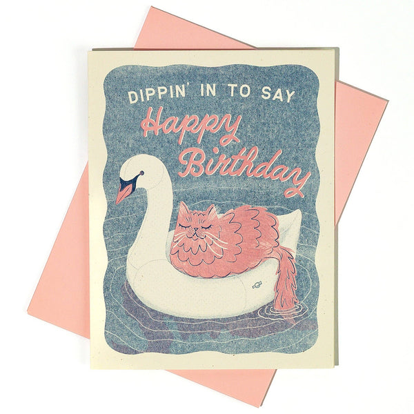 Dippin' In - Risograph Birthday Card - Freshie & Zero Studio Shop