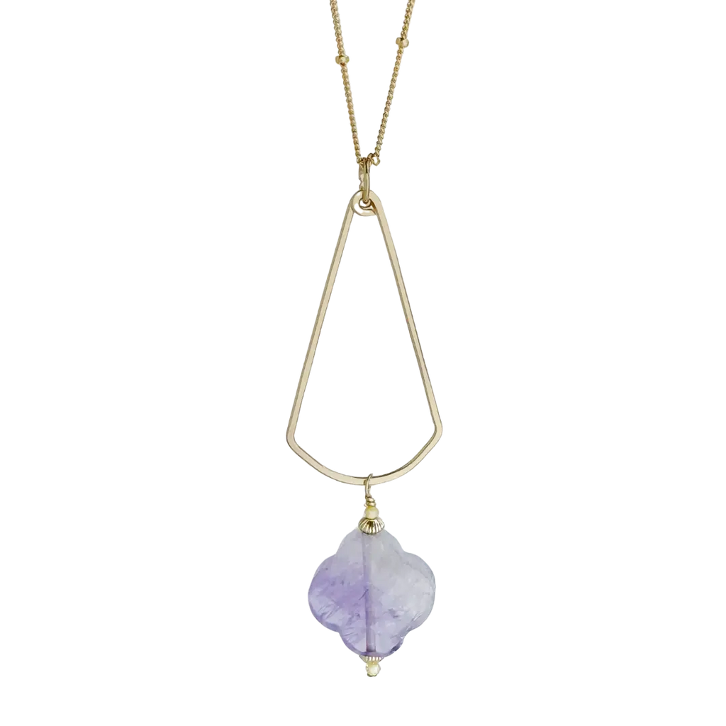 Gold Long Fan Necklace - lilac - Freshie & Zero Studio Shop