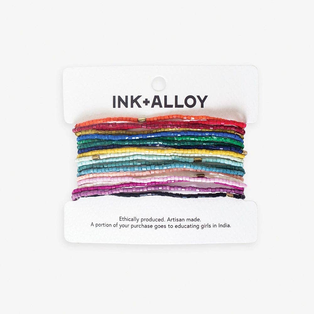 Chelsea Luxe Rainbow Beaded Bracelet Stack of 18 - Freshie & Zero Studio Shop