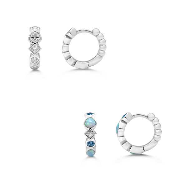 You're a Gem Huggie Hoop Earrings - Sterling Silver - Freshie & Zero Studio Shop
