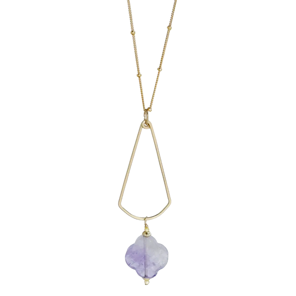 Gold Long Fan Necklace - lilac - Freshie & Zero Studio Shop