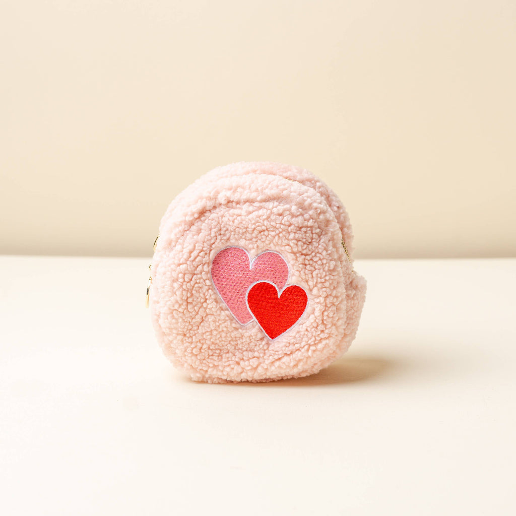 Pink with Hearts Teddy Circle Cosmetic Pouch - Freshie & Zero Studio Shop