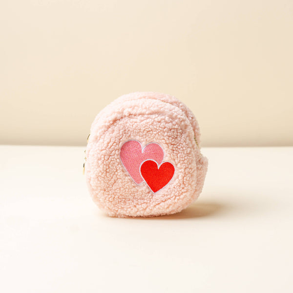 Pink with Hearts Teddy Circle Cosmetic Pouch - Freshie & Zero Studio Shop