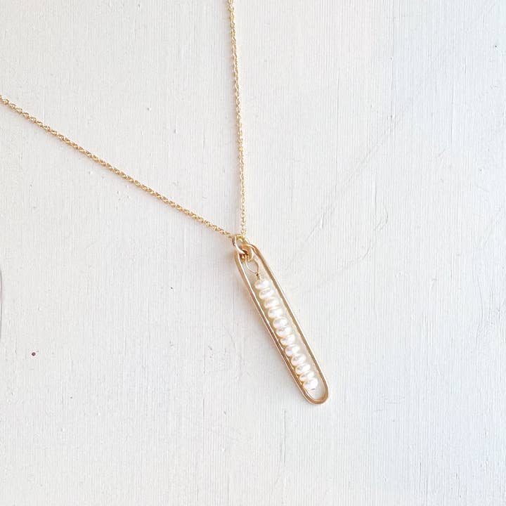 lyric necklace with white pearls - Freshie & Zero Studio Shop