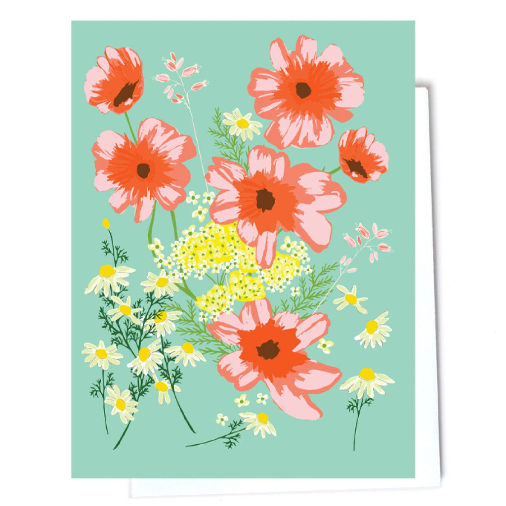 Cosmos & Yarrow Blank Greeting Card - Freshie & Zero Studio Shop