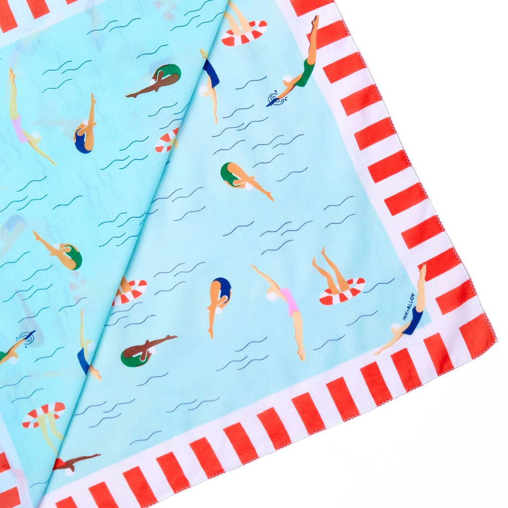 Retro Swimmer Print Cotton Scarf - Freshie & Zero Studio Shop