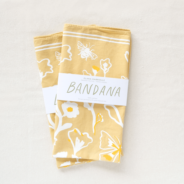 Blossoms Bandana - Screenprinted Cotton Nature-Inspired Gift - Freshie & Zero Studio Shop