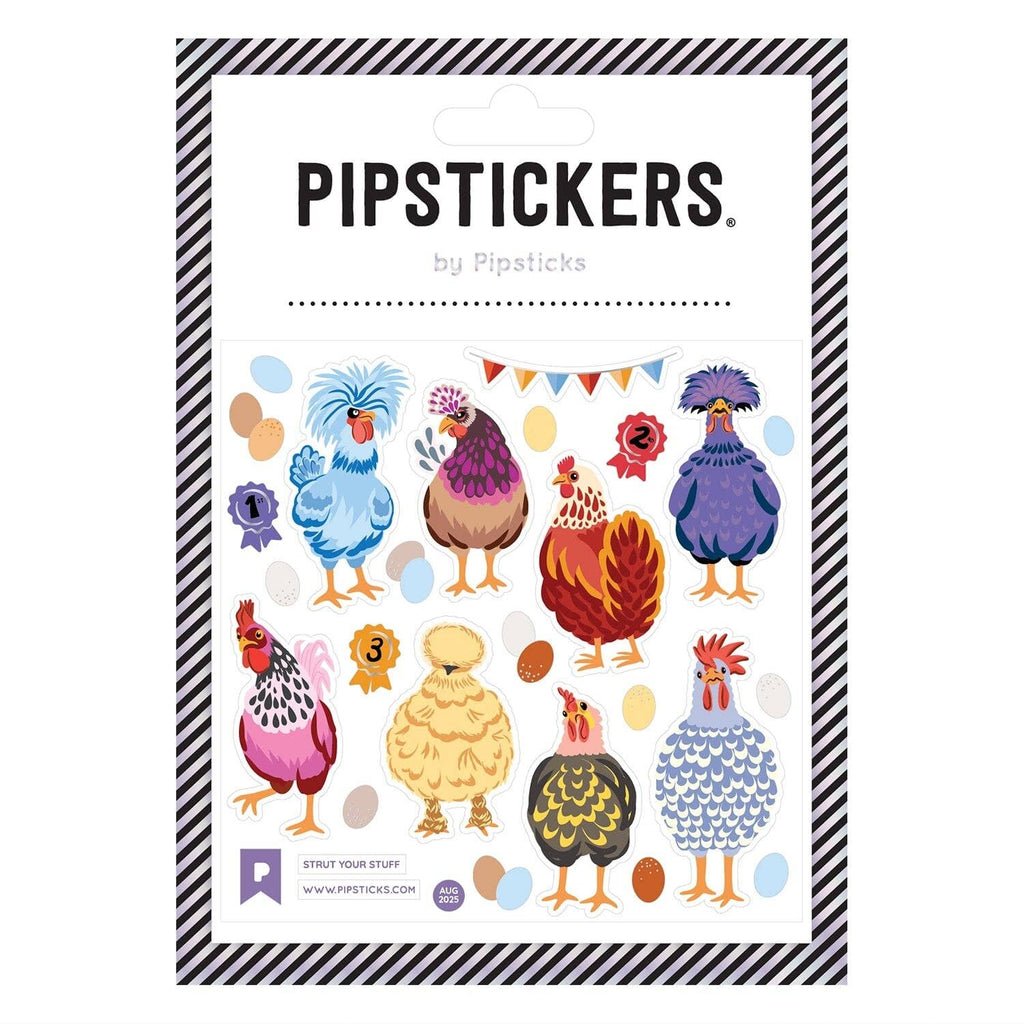 Strut Your Stuff Chickens Sticker Sheet by Pipstickers - Freshie & Zero Studio Shop