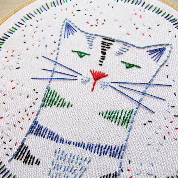 Nigel the Cat Embroidery Kit by Cozyblue - Freshie & Zero Studio Shop