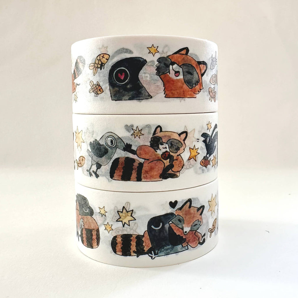 Raccoons and Crows Washi Tape - Freshie & Zero Studio Shop