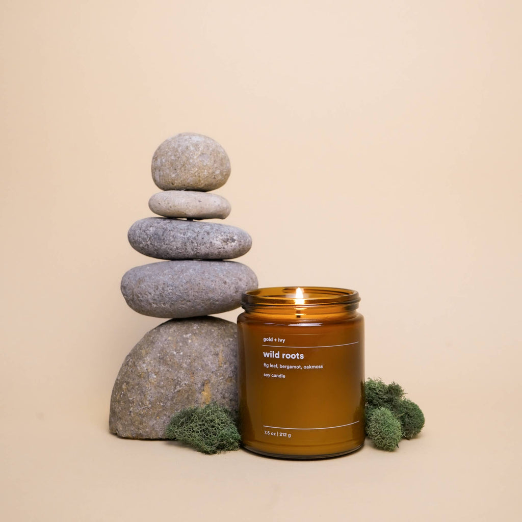 Wild roots soy candle - fig leaf, bergamot, oakmoss - Freshie & Zero Studio Shop