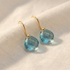 Elegant Gemstone Drop Gold Earrings: Blue topaz - Freshie & Zero Studio Shop