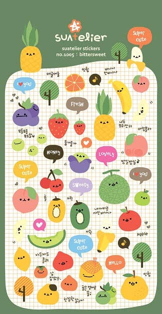 Kawaii Fruits Puffy Sticker Sheet - Freshie & Zero Studio Shop