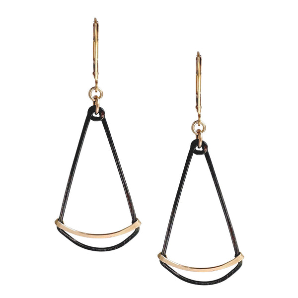 Long Gold+Ink Fan Earrings - Freshie & Zero Studio Shop