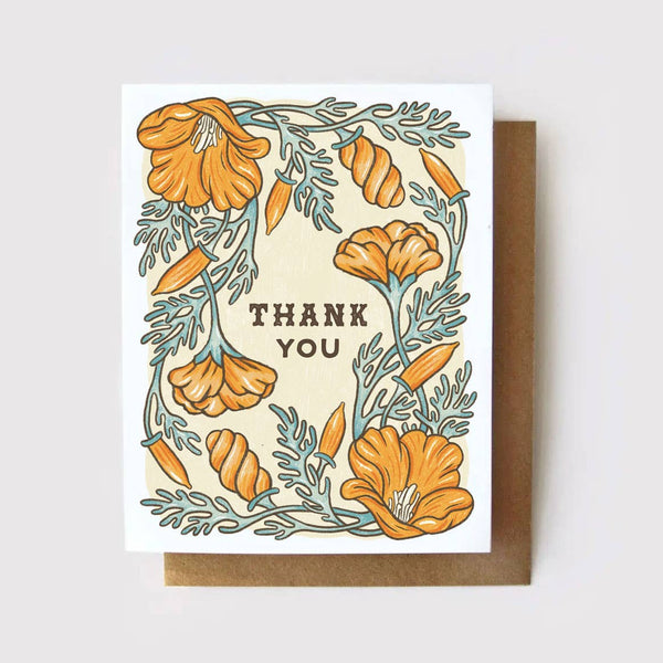 Thank You California Poppy Card - Freshie & Zero Studio Shop
