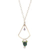 Golden Fan Gemstone Necklace: green jade + lilac - Freshie & Zero Studio Shop