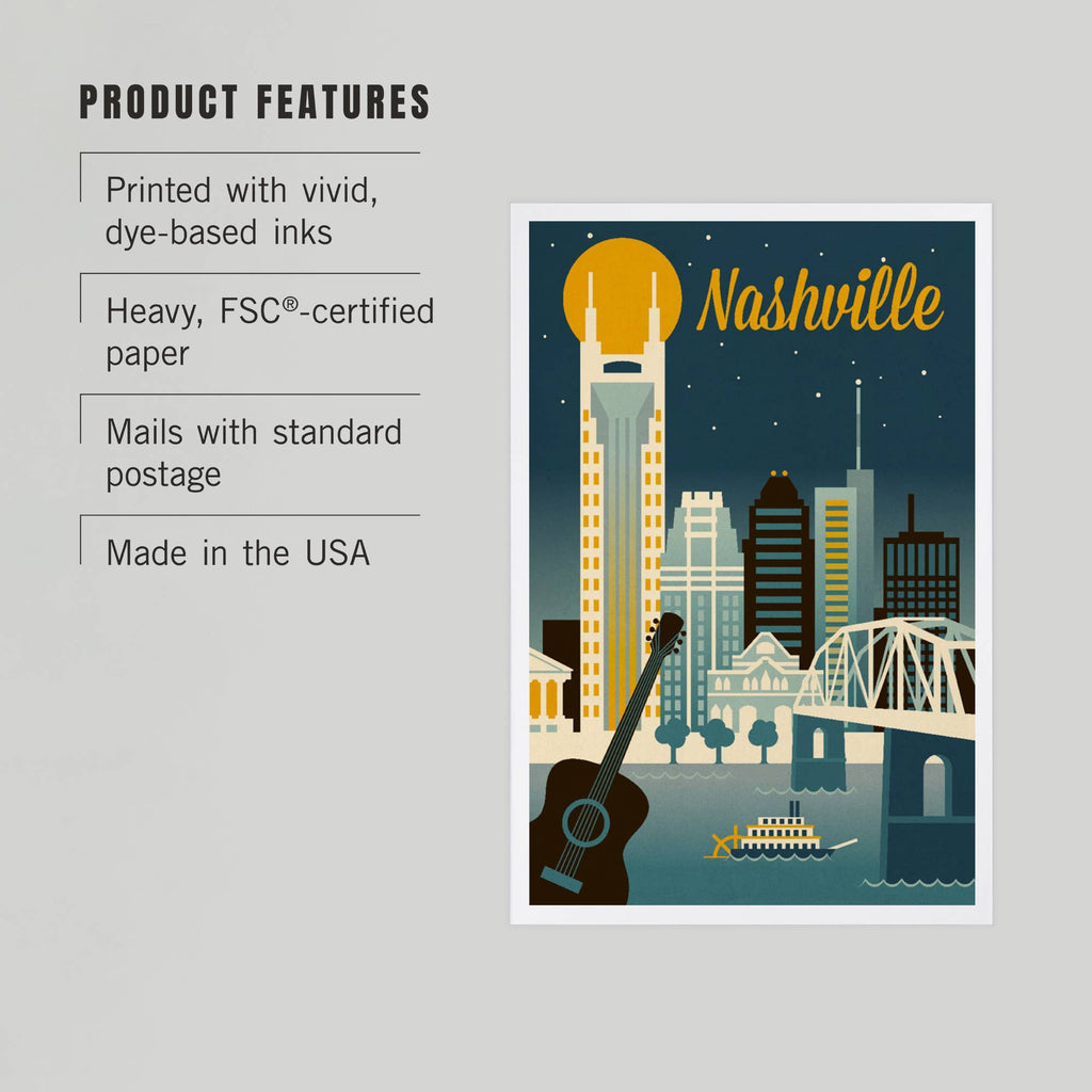 Nashville Retro Skyline Postcard - Freshie & Zero Studio Shop
