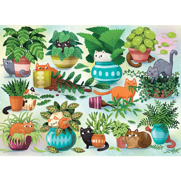 Cats vs Plants - 500pc jigsaw puzzle - Freshie & Zero Studio Shop
