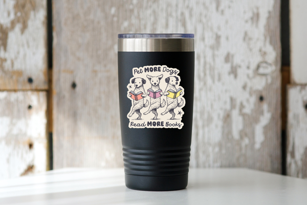 Pet More Dogs Read More Books Sticker - bookstore, book shop - Freshie & Zero Studio Shop