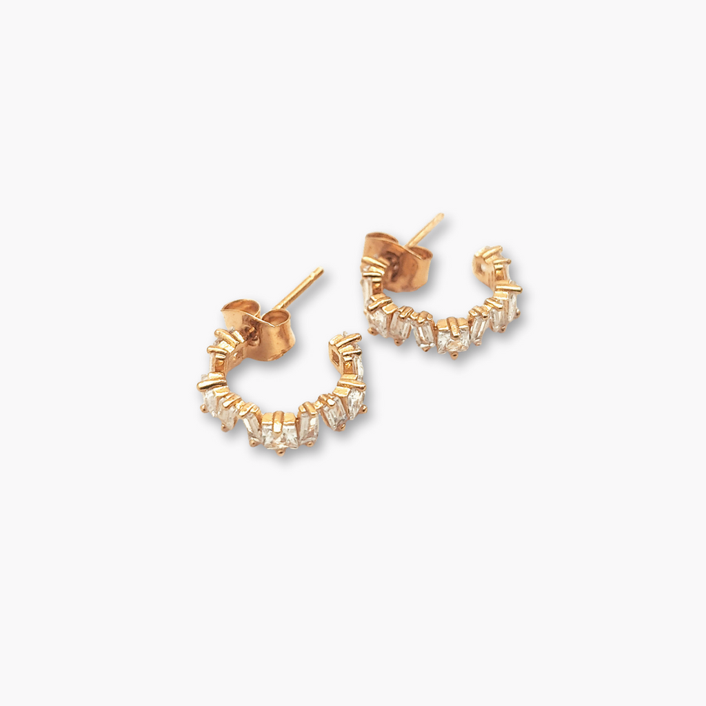 Rough Cut CZ Huggie Earrings - Freshie & Zero Studio Shop