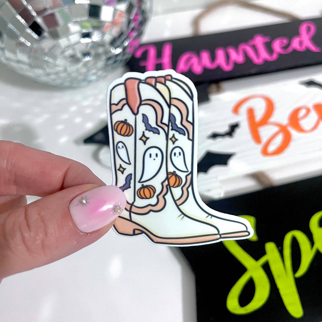 Halloween Cowgirl Boots Vinyl Sticker: Beige - Freshie & Zero Studio Shop