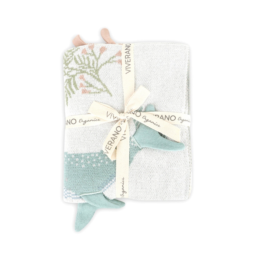 Organic Cotton 3D Knit Baby Blanket - Jellyfish & Whales - Freshie & Zero Studio Shop