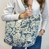 Large Zippered Bag: blue floral - Freshie & Zero Studio Shop