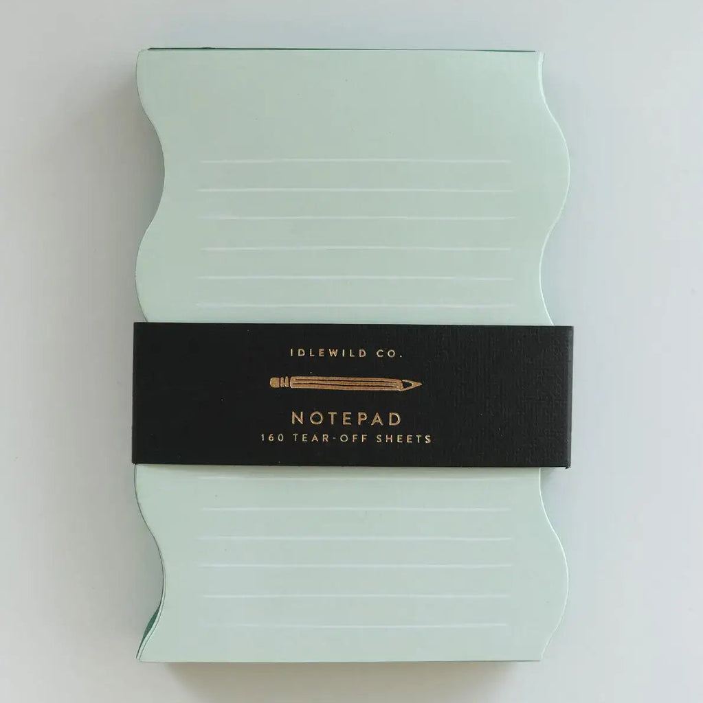 Wavy Shaped Notepad | Mint + Evergreen Edge - Freshie & Zero Studio Shop