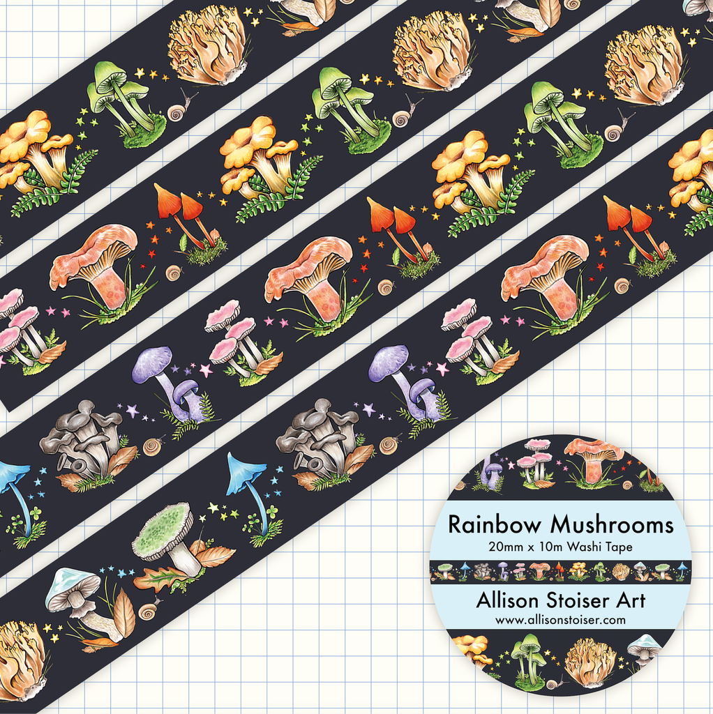 Rainbow Mushroom Washi Tape - Freshie & Zero Studio Shop