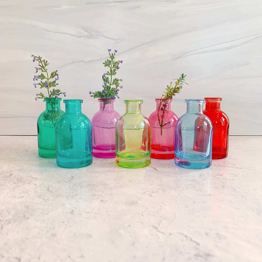 Mini Glass Tall Bottle Bud Vases - Freshie & Zero Studio Shop