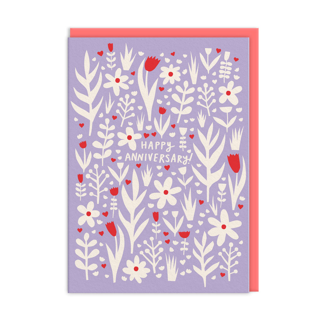 Purple Floral Anniversary Card - Freshie & Zero Studio Shop