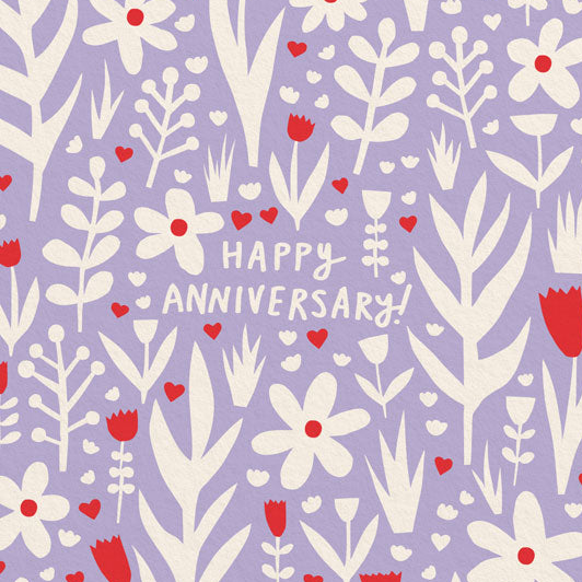 Purple Floral Anniversary Card - Freshie & Zero Studio Shop