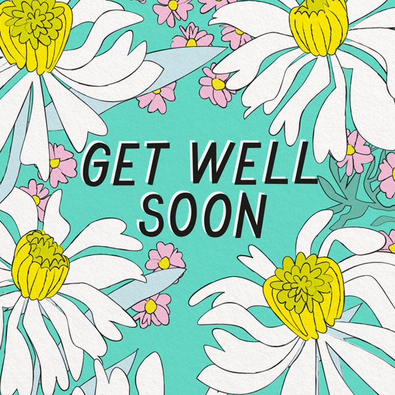 Get Well Soon Daisies Greeting Card - Freshie & Zero Studio Shop