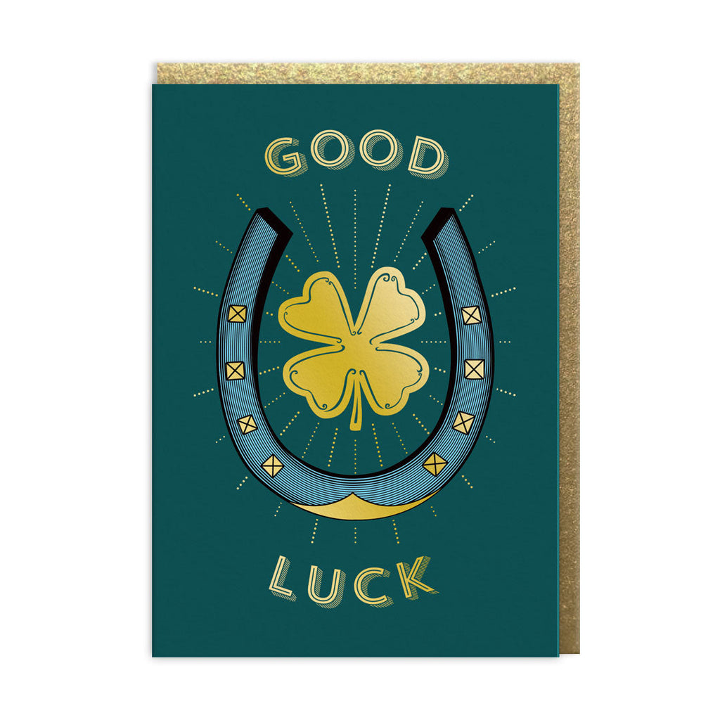 Horseshoe and Clover Good Luck Greeting Card - Freshie & Zero Studio Shop