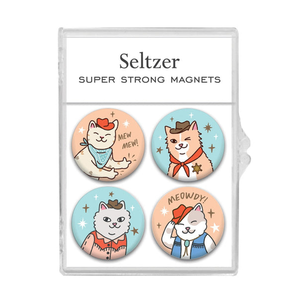 Cowboy Cats: Super Strong Magnets Set of 4 - Freshie & Zero Studio Shop