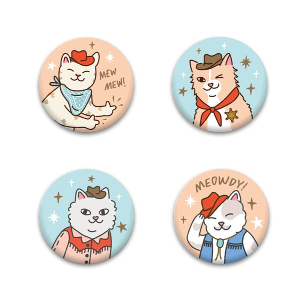 Cowboy Cats: Super Strong Magnets Set of 4 - Freshie & Zero Studio Shop