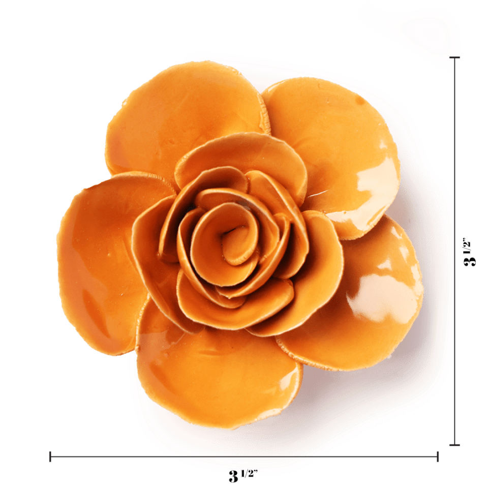 English Garden Collection Ceramic Flower: 3.5" Orange Ranunculus - Freshie & Zero Studio Shop