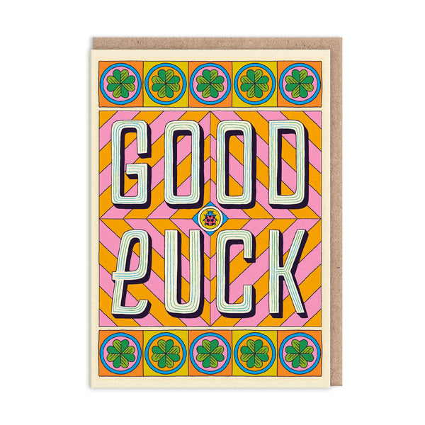 Good Luck Typographic Greeting Card - Freshie & Zero Studio Shop