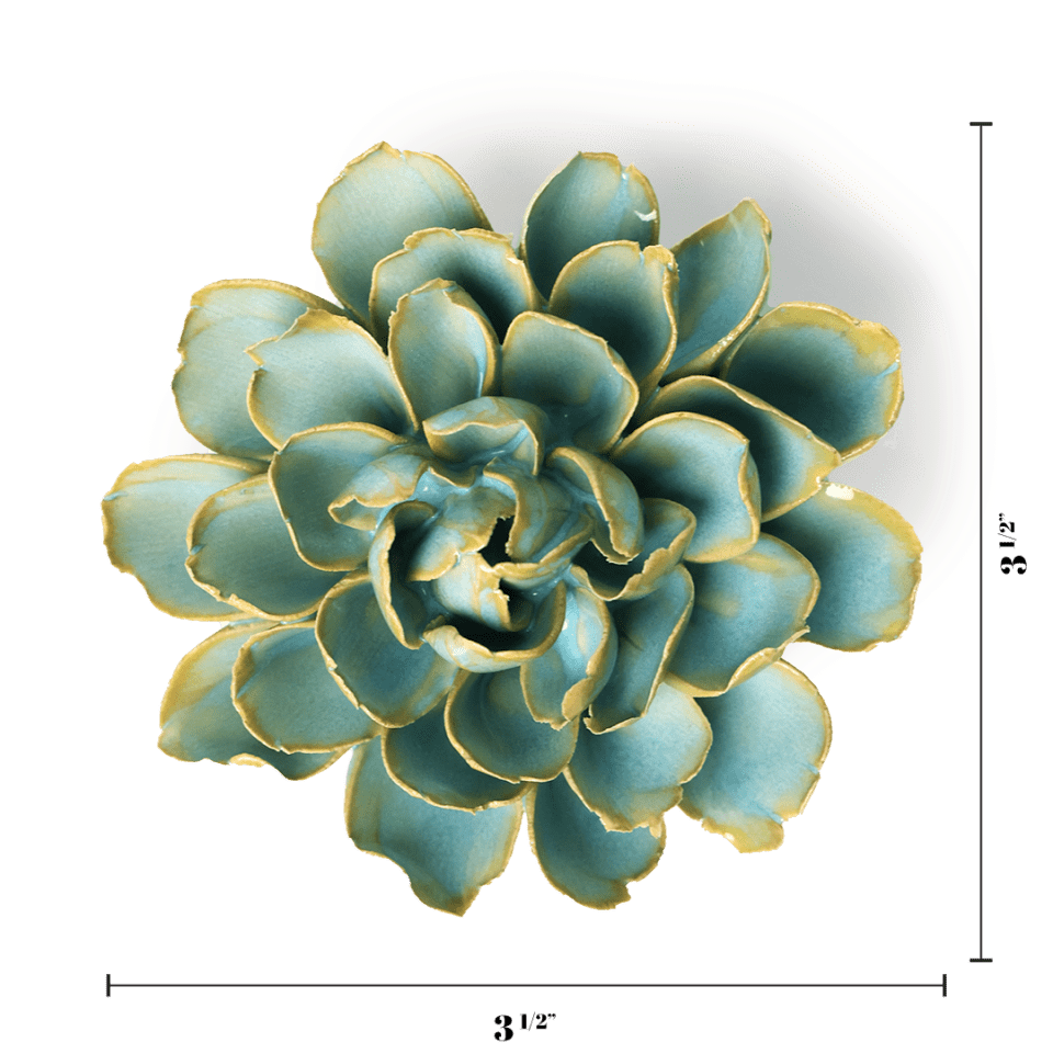 France Collection Ceramic Wall Flower: 3.5" Robin's Egg Blue French Marigold - Freshie & Zero Studio Shop