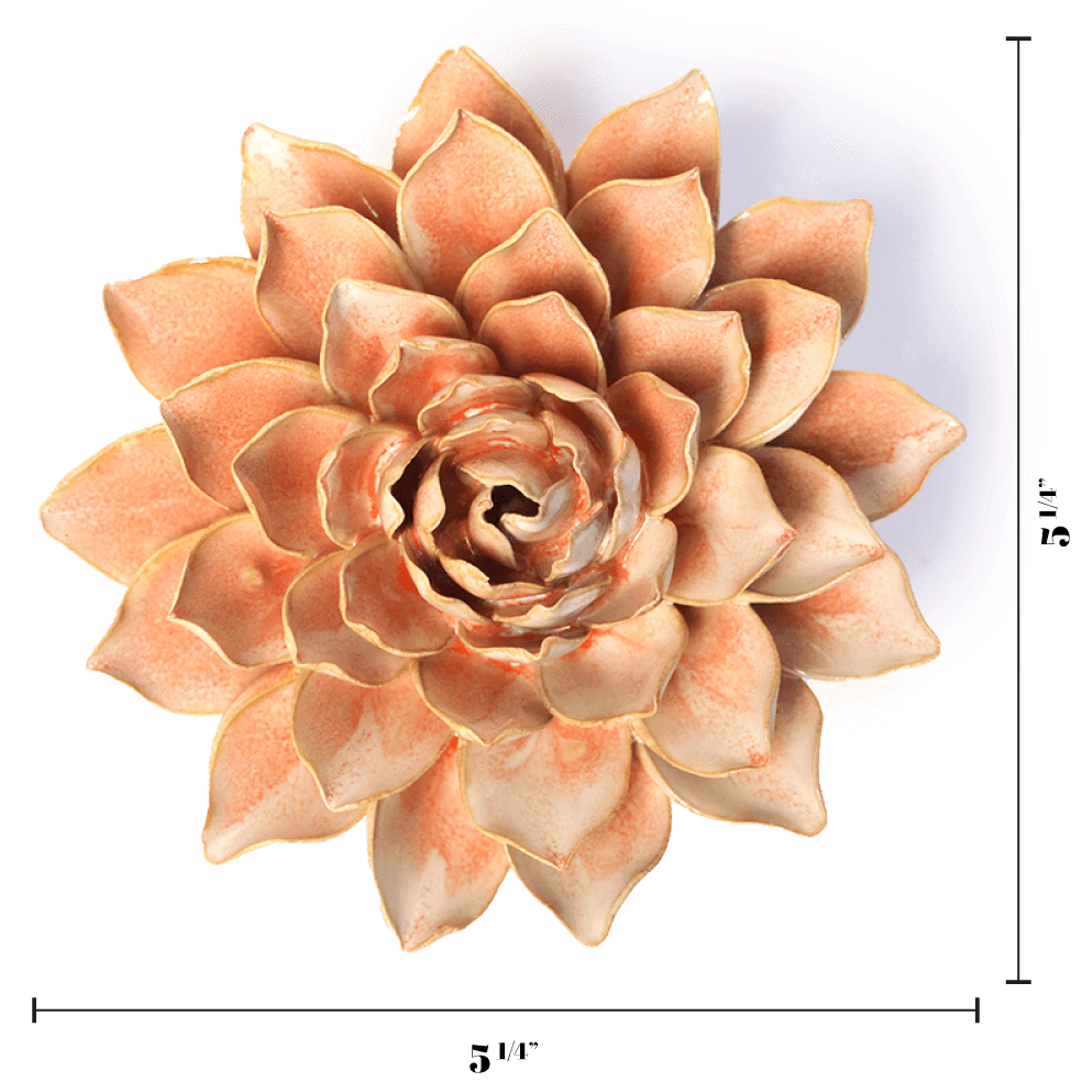 Ceramic Wall Flower: 5.25" Peach Pink Madonna Azalea - Freshie & Zero Studio Shop