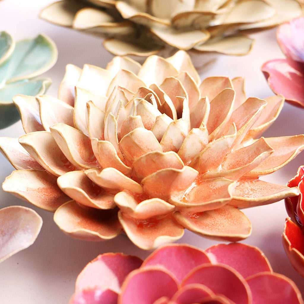 Ceramic Wall Flower: 5.25" Peach Pink Madonna Azalea - Freshie & Zero Studio Shop