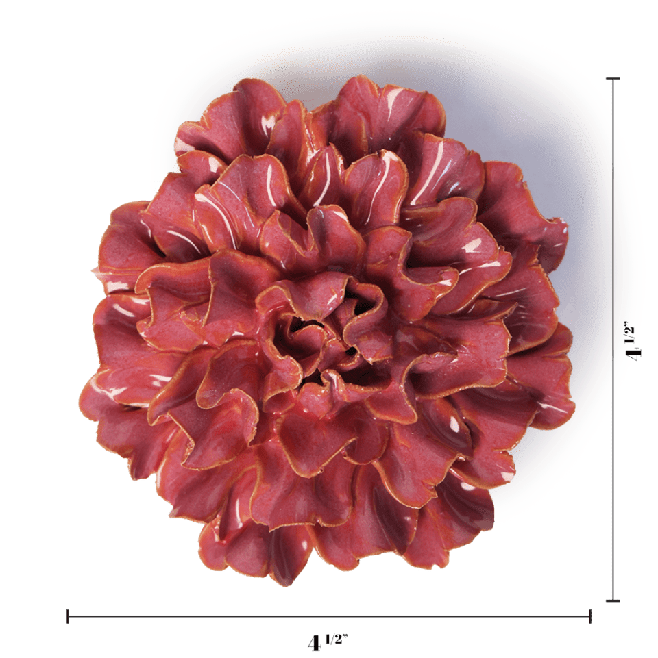 Ceramic Wall Flower: 4.25" Blush Pink Tundra Carnation - Freshie & Zero Studio Shop