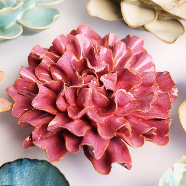 Ceramic Wall Flower: 4.25" Blush Pink Tundra Carnation - Freshie & Zero Studio Shop
