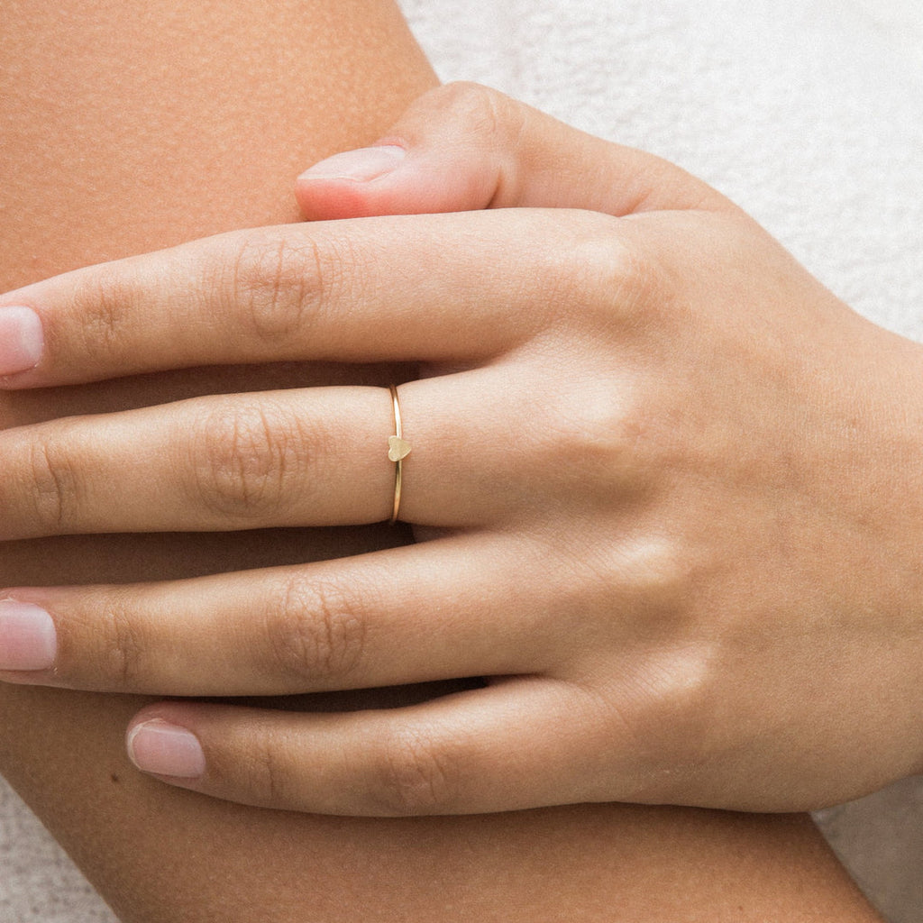 Single Heart Gold Filled Stacking Ring - Freshie & Zero Studio Shop