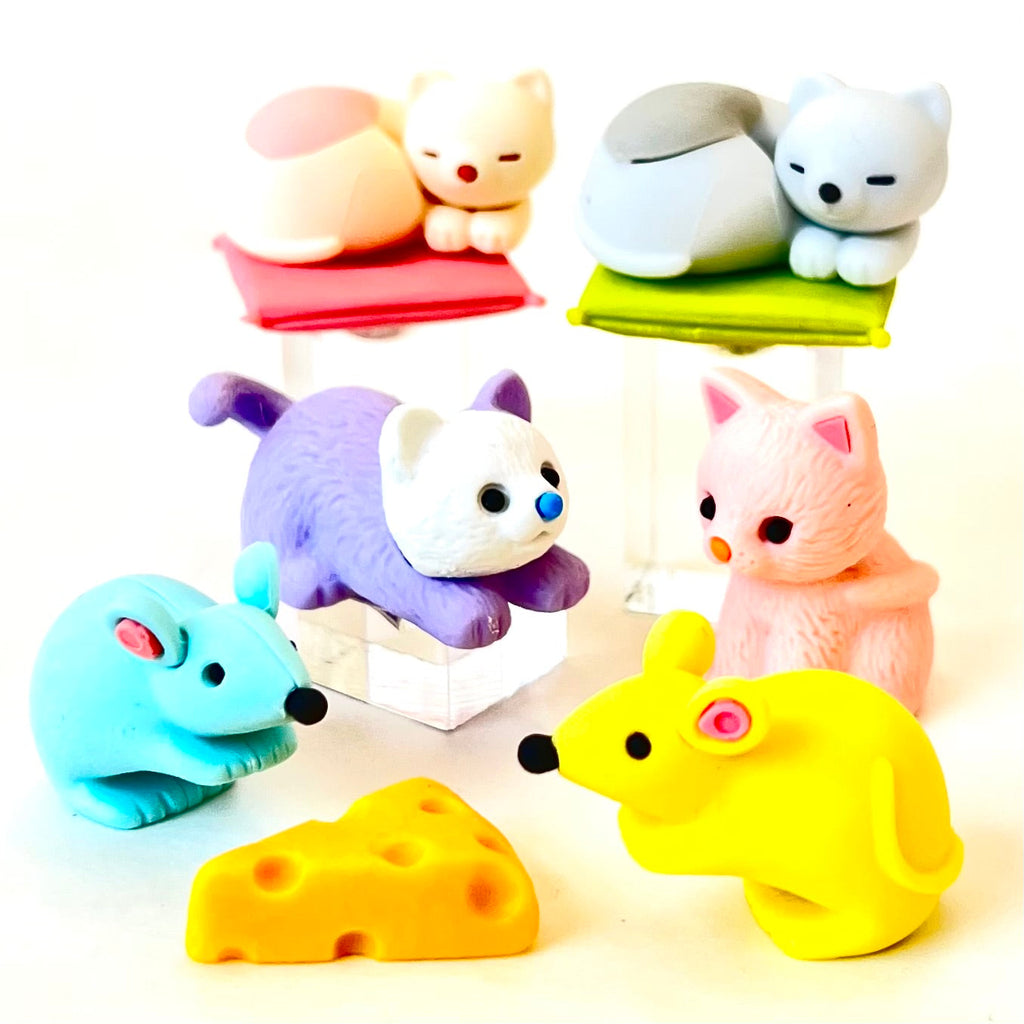Iwako Cat and Mouse Eraser Set of 7 - Freshie & Zero Studio Shop