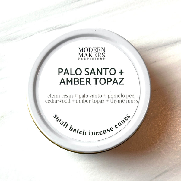Incense Cones: Palo Santo + Amber Topaz - Freshie & Zero Studio Shop