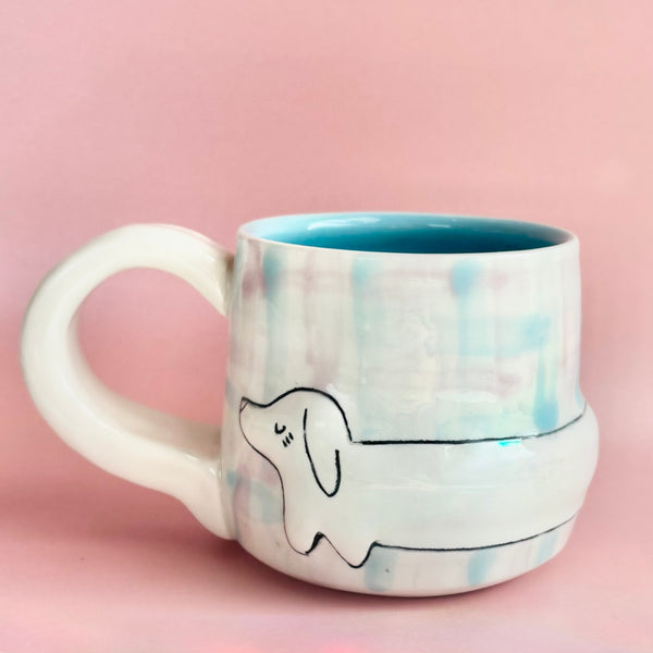 Handmade Ceramic Plaid Dachshund Mug - Freshie & Zero Studio Shop