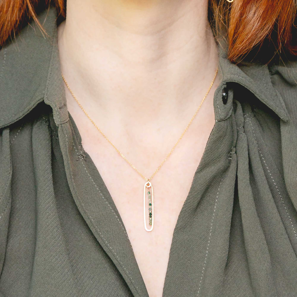 lyric necklace with green moss agate - Freshie & Zero Studio Shop