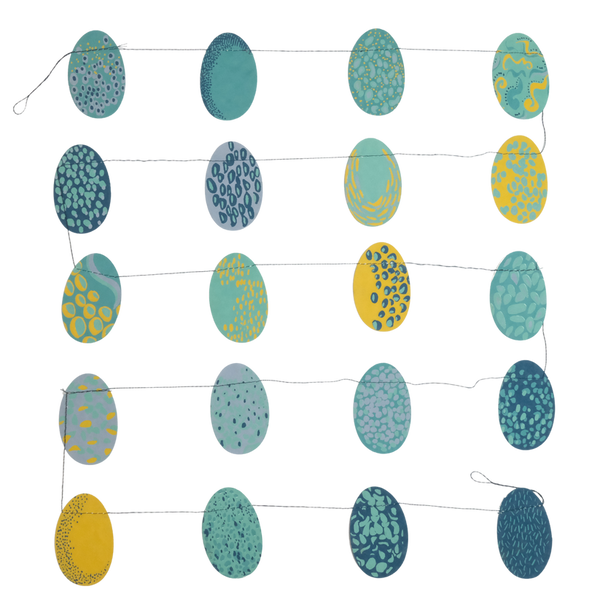 Blue Eggs Screen Printed Paper Garland - Freshie & Zero Studio Shop