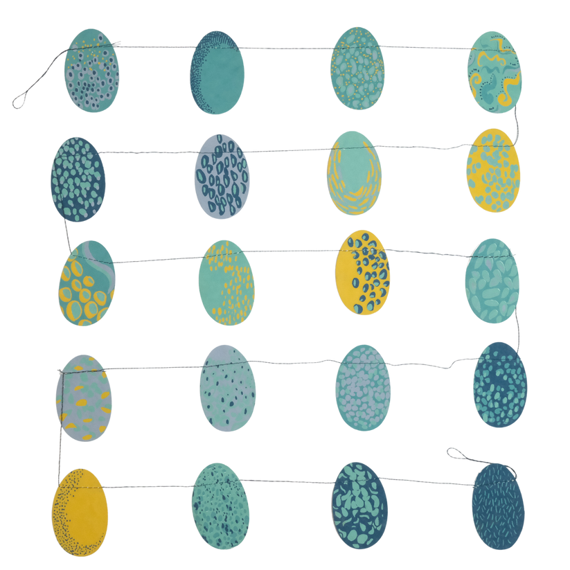 Blue Eggs Screen Printed Paper Garland - Freshie & Zero Studio Shop
